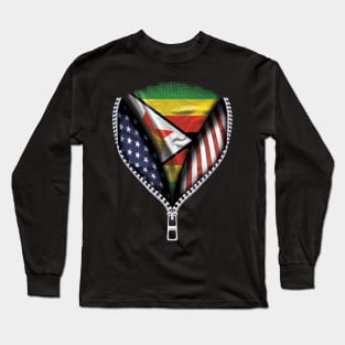 Zimbabwean Flag  Zimbabwe Flag American Flag Zip Down - Gift for Zimbabwean From Zimbabwe Long Sleeve T-Shirt